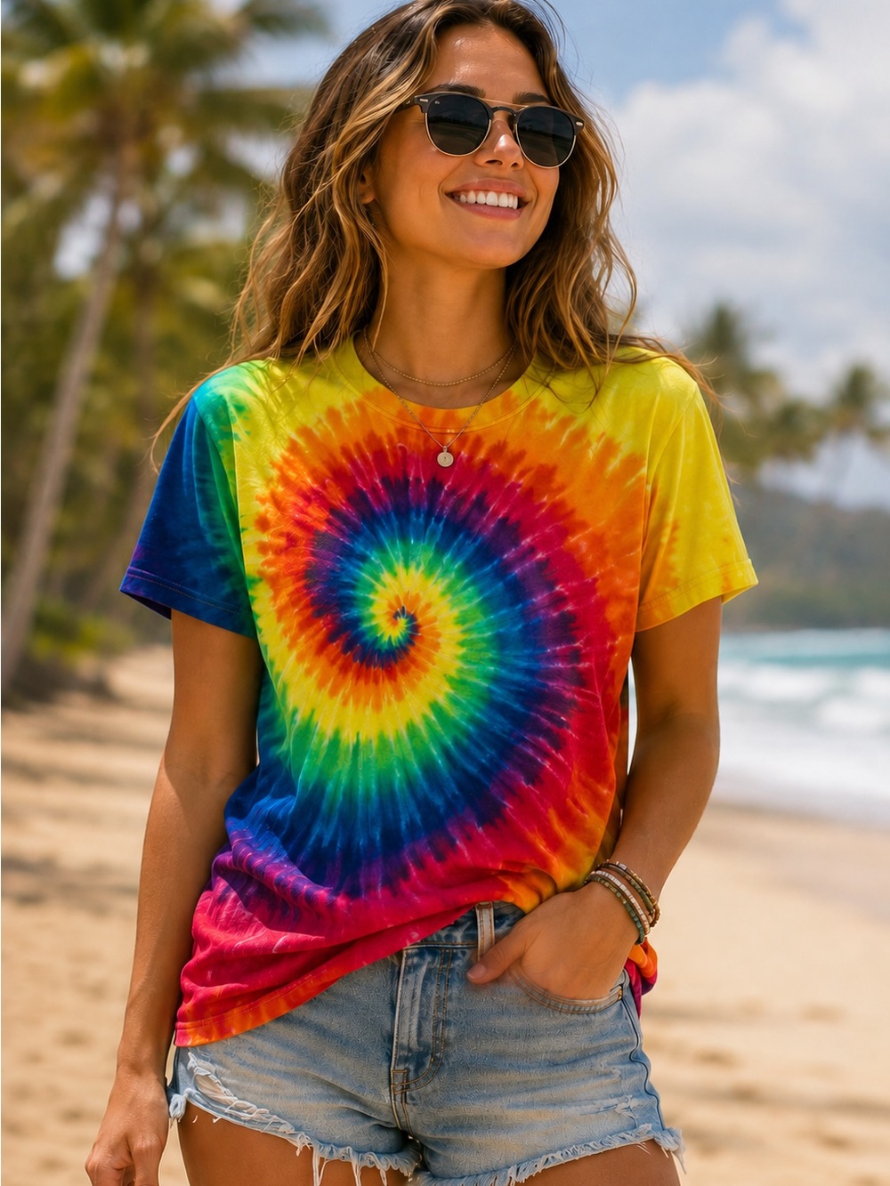 Koloa Surf Rainbow Tie-Dye Tee XL Colorful Festival Beach Shirt